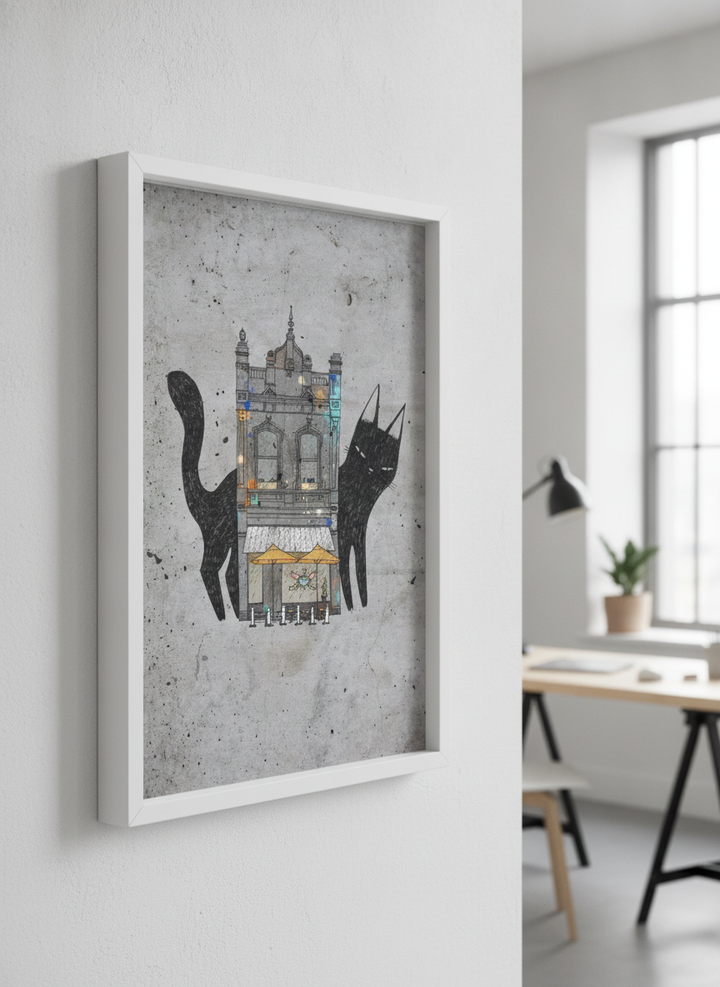 Contemporary wall art featured in a bright modern office workspace
