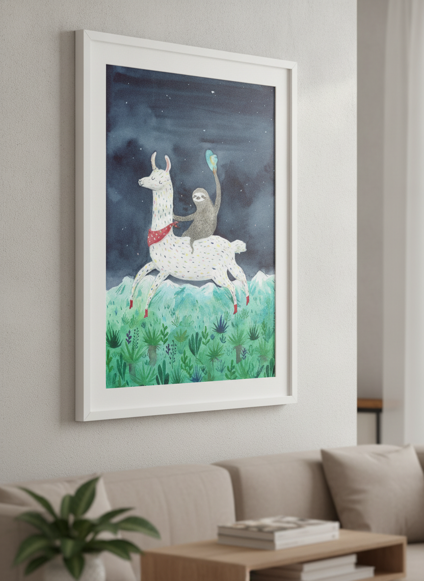 Modern wall art styled above a sofa in a neutral living room