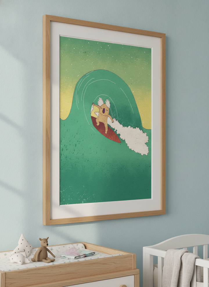 Soft neutral wall art styled in a serene nursery with pastel tones