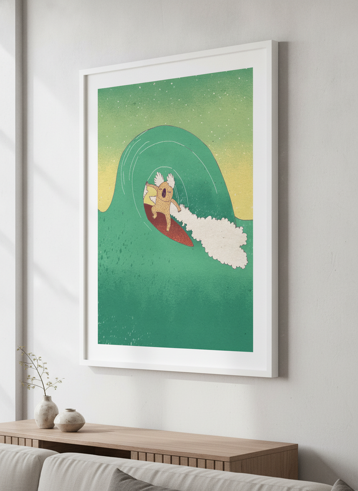 Modern wall art styled above a sofa in a neutral living room