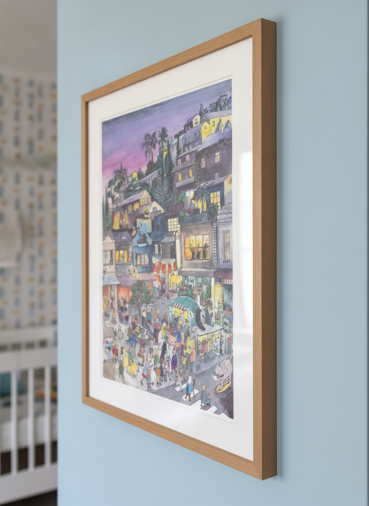 Soft neutral wall art styled in a serene nursery with pastel tones