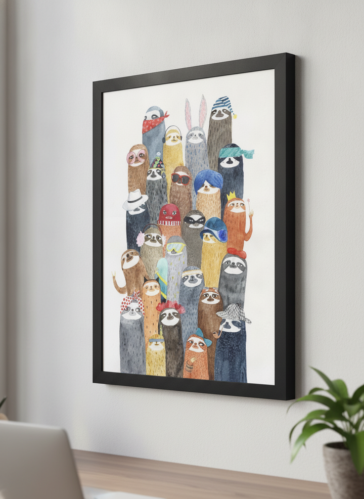 Contemporary wall art featured in a bright modern office workspace