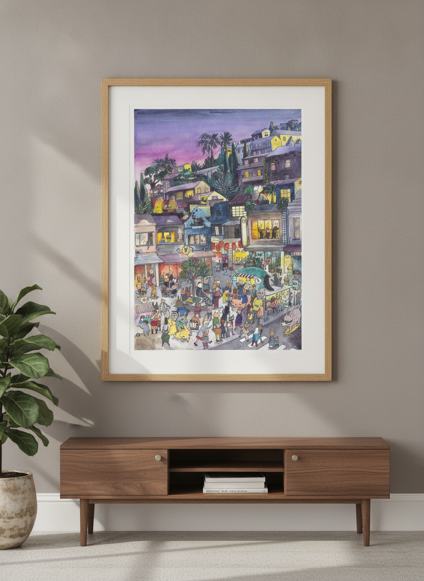 Contemporary wall art featured in a bright modern office workspace