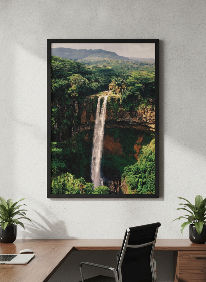 Contemporary wall art featured in a bright modern office workspace