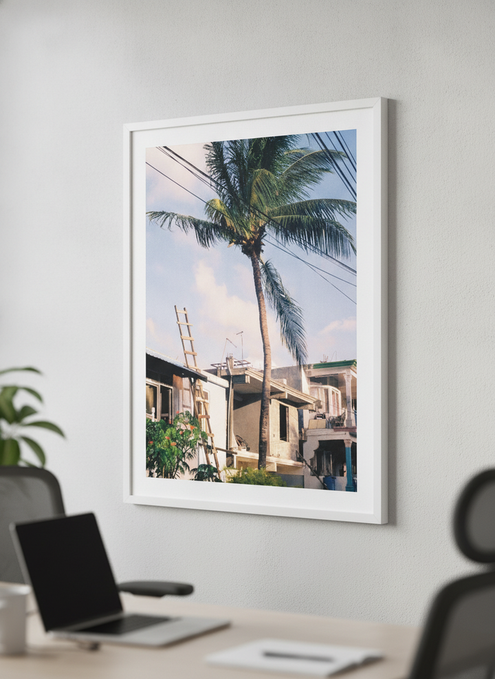 Contemporary wall art featured in a bright modern office workspace