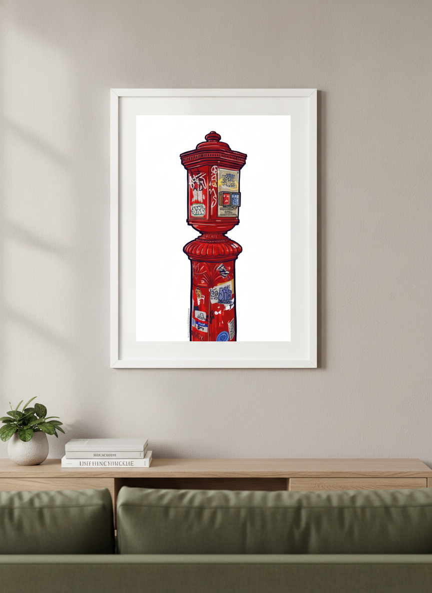 Modern wall art styled above a sofa in a neutral living room