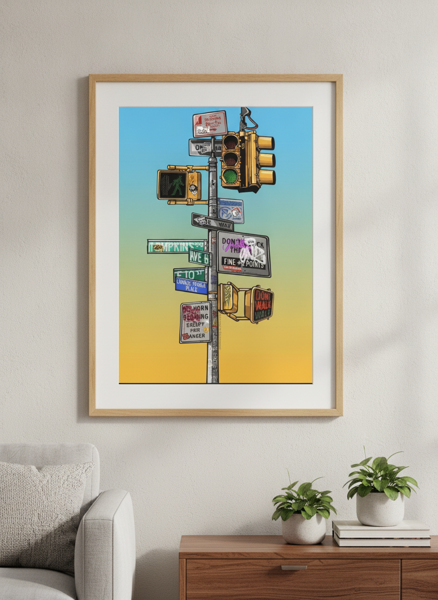 Modern wall art styled above a sofa in a neutral living room