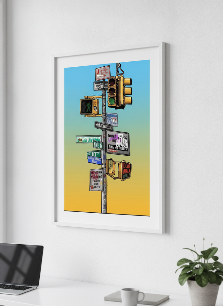 Contemporary wall art featured in a bright modern office workspace