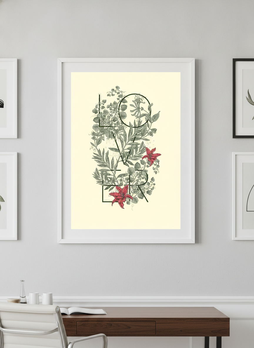 Contemporary wall art featured in a bright modern office workspace