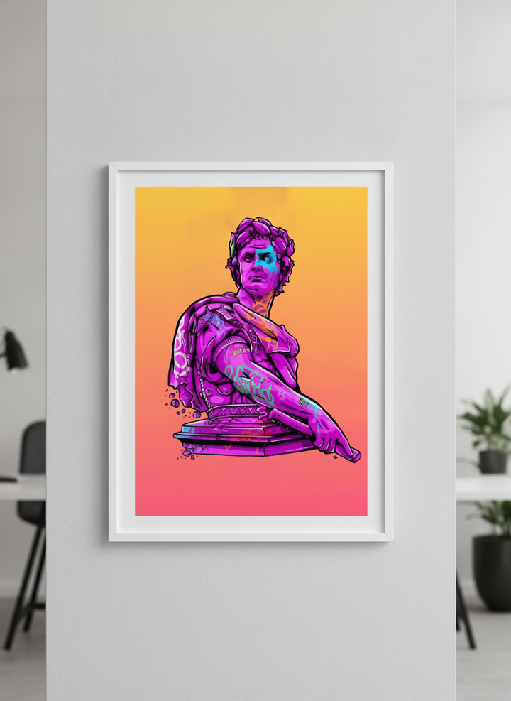 Contemporary wall art featured in a bright modern office workspace