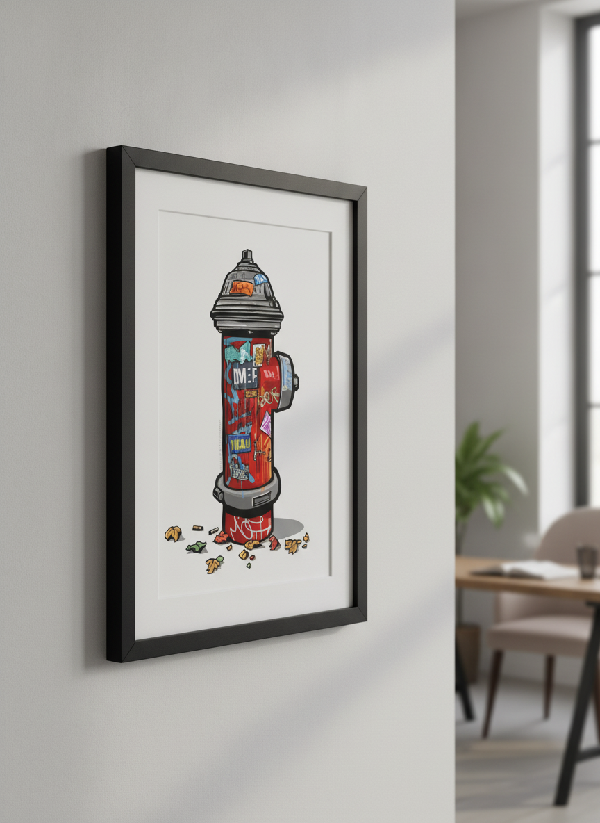 Contemporary wall art featured in a bright modern office workspace