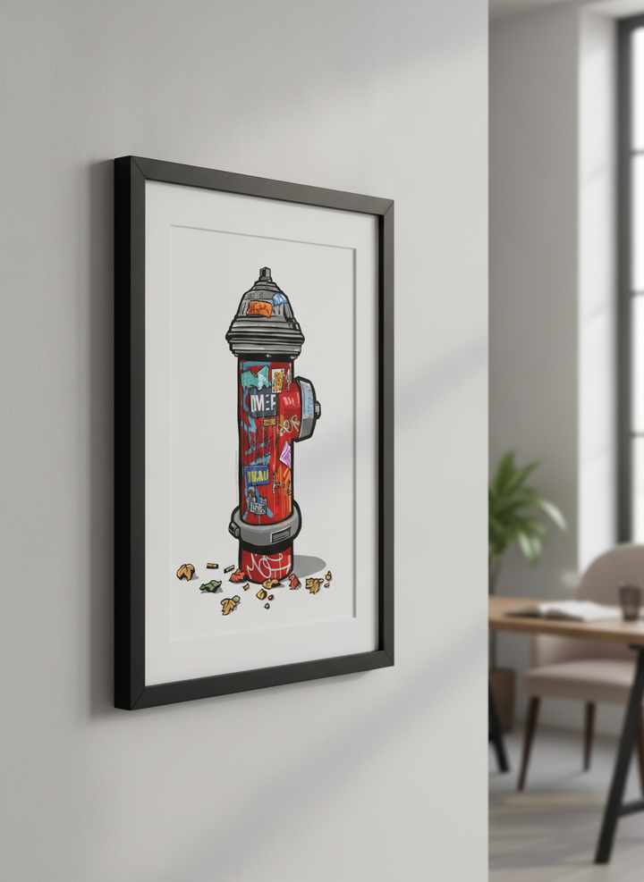Contemporary wall art featured in a bright modern office workspace