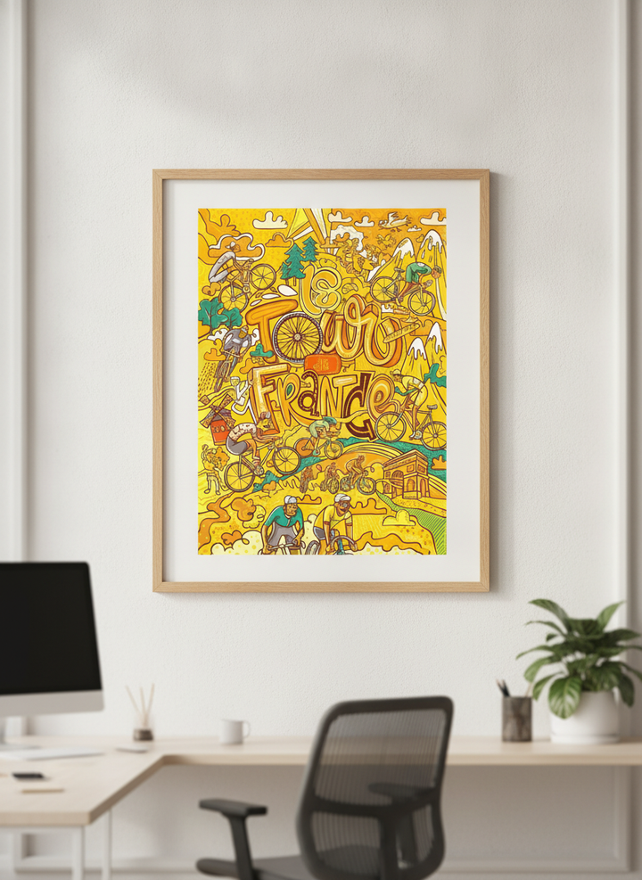 Contemporary wall art featured in a bright modern office workspace