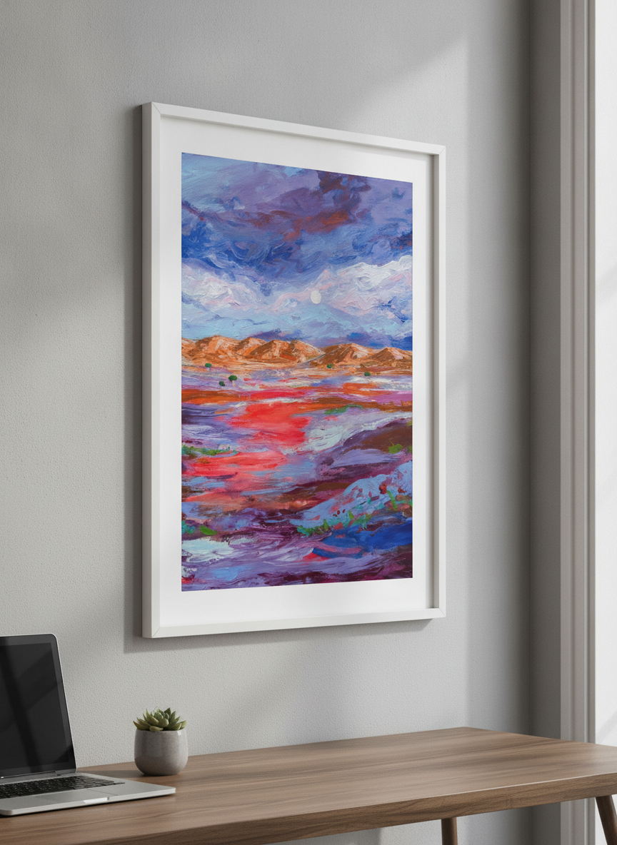 Contemporary wall art featured in a bright modern office workspace