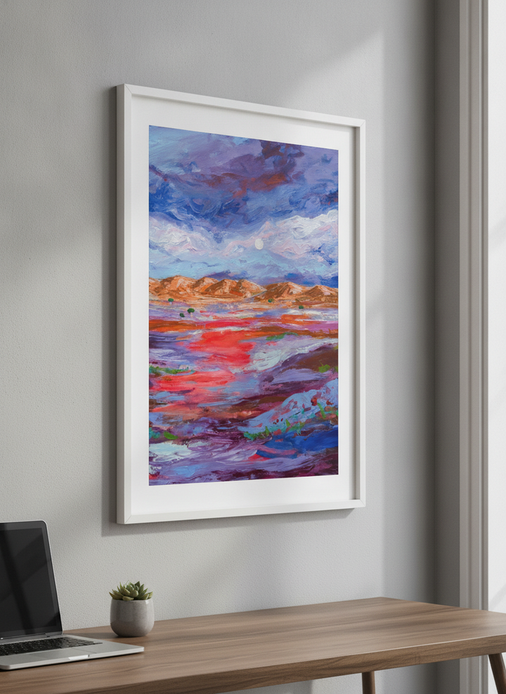 Contemporary wall art featured in a bright modern office workspace