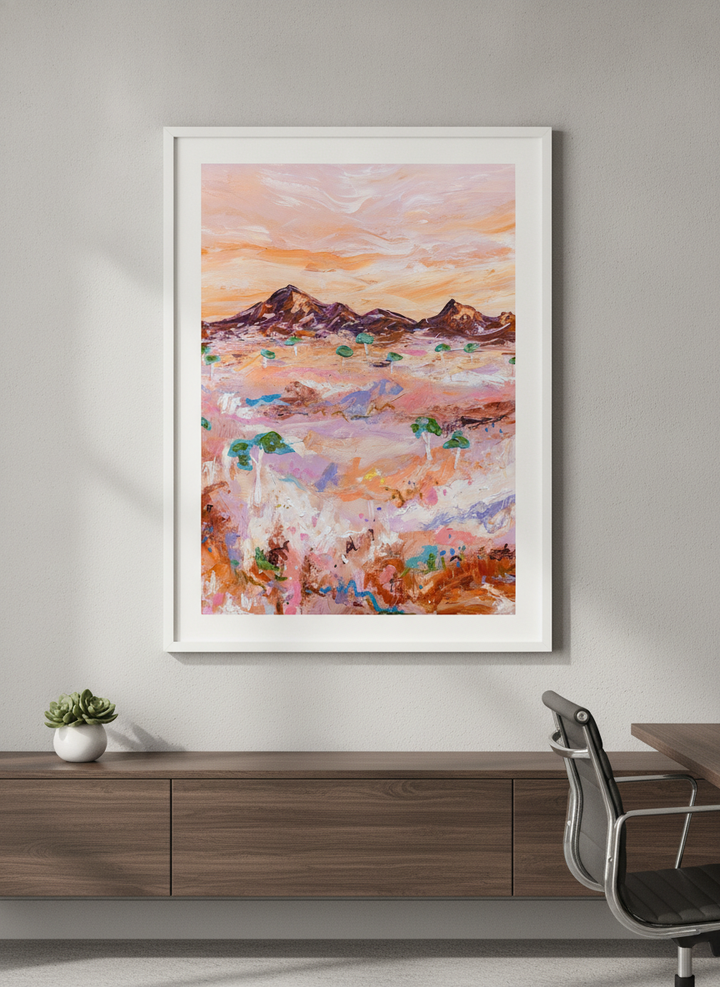 Contemporary wall art featured in a bright modern office workspace