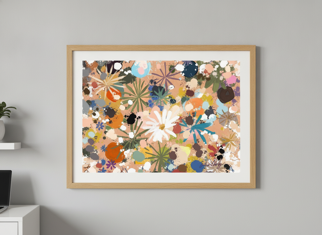 Contemporary wall art featured in a bright modern office workspace