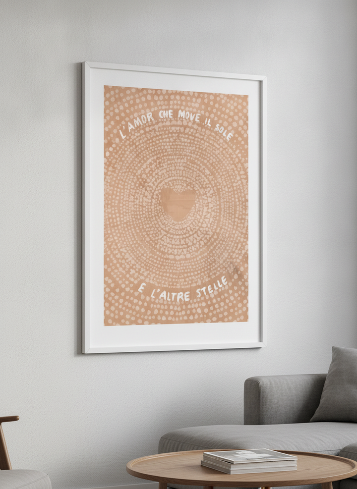 Modern wall art styled above a sofa in a neutral living room