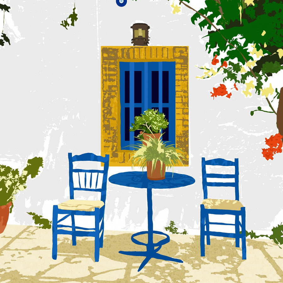 Greek Vacay For Two By 83 Oranges | Canvas Square Print