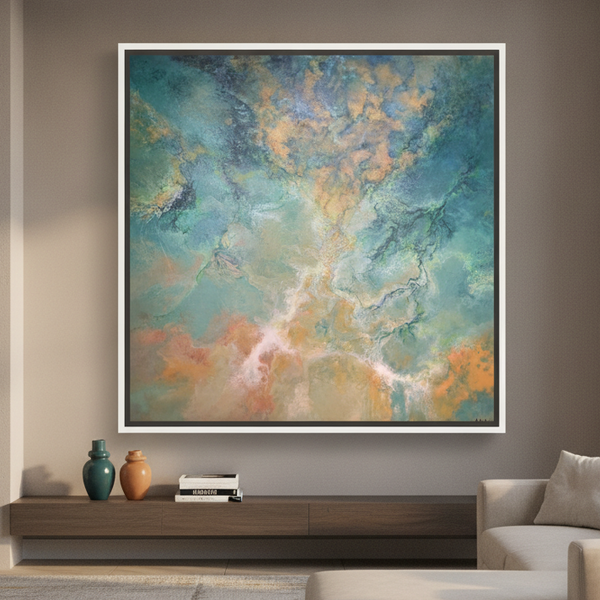 Emerald Seas Invading The Golden Sands By Angela Anderson | Canvas Square Print