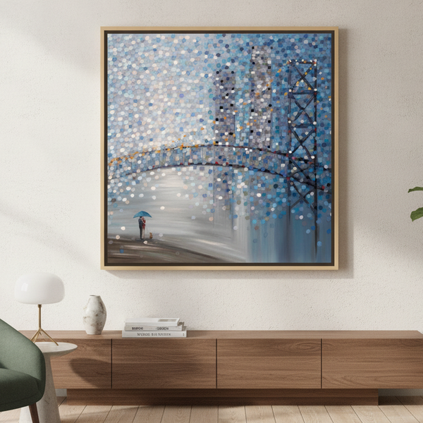 Date By The Bridge By Ekaterina Ermilkina | Canvas Square Print