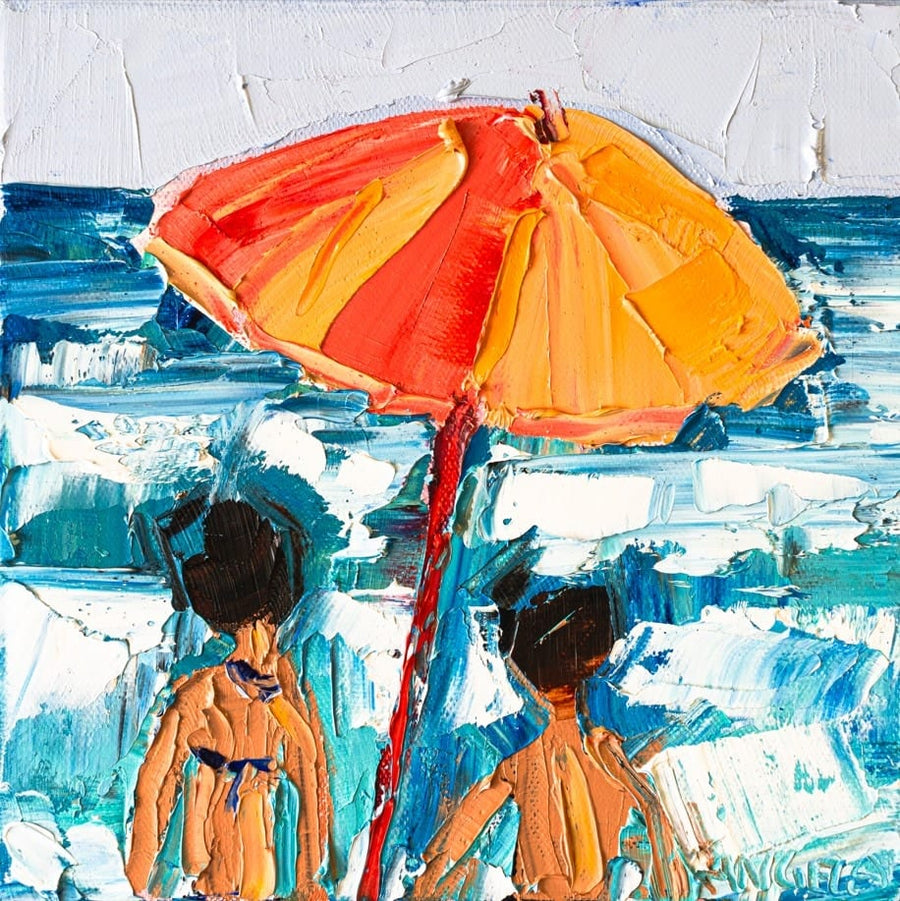Beach Umbrella By Angela Hawkey | Canvas Square Print