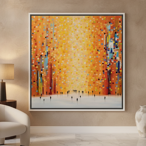 Orange Sunset Stroll By Ekaterina Ermilkina | Canvas Square Print