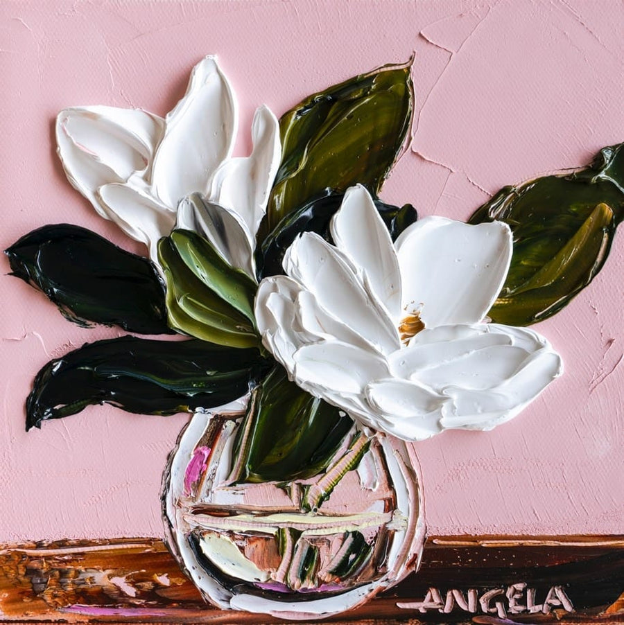 Blushing Magnolia By Angela Hawkey | Canvas Square Print
