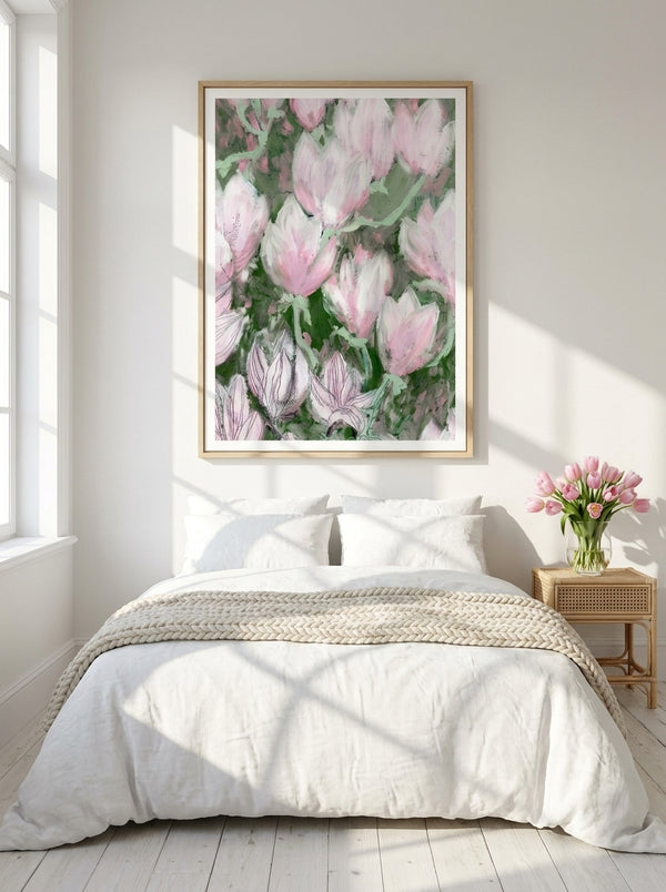 Soft Pink Magnolias By Rosana Laiz Blursbyai | Art & Canvas Print