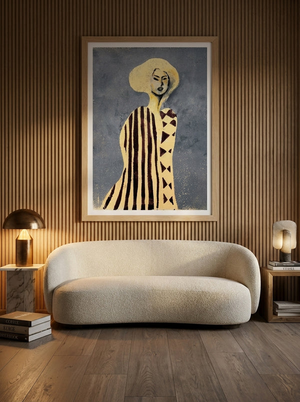Abstract Woman Golden Hat By Christina Misuro | Art & Canvas Print