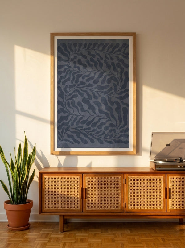 Blue Organic Leaf Pattern By Dominique Vari | Art & Canvas Print