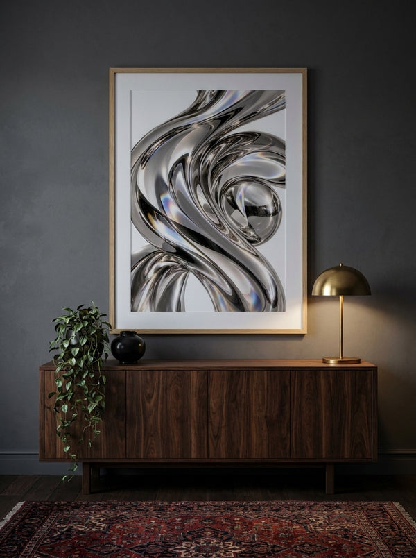 Fluid Chrome Abstract By Treechild | Art & Canvas Print
