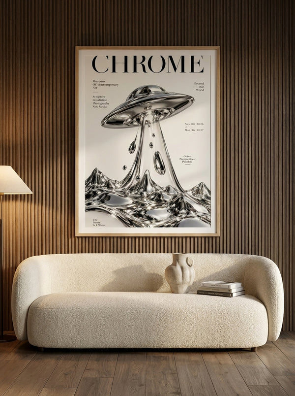 Chrome UFO Landscape By Treechild | Art & Canvas Print