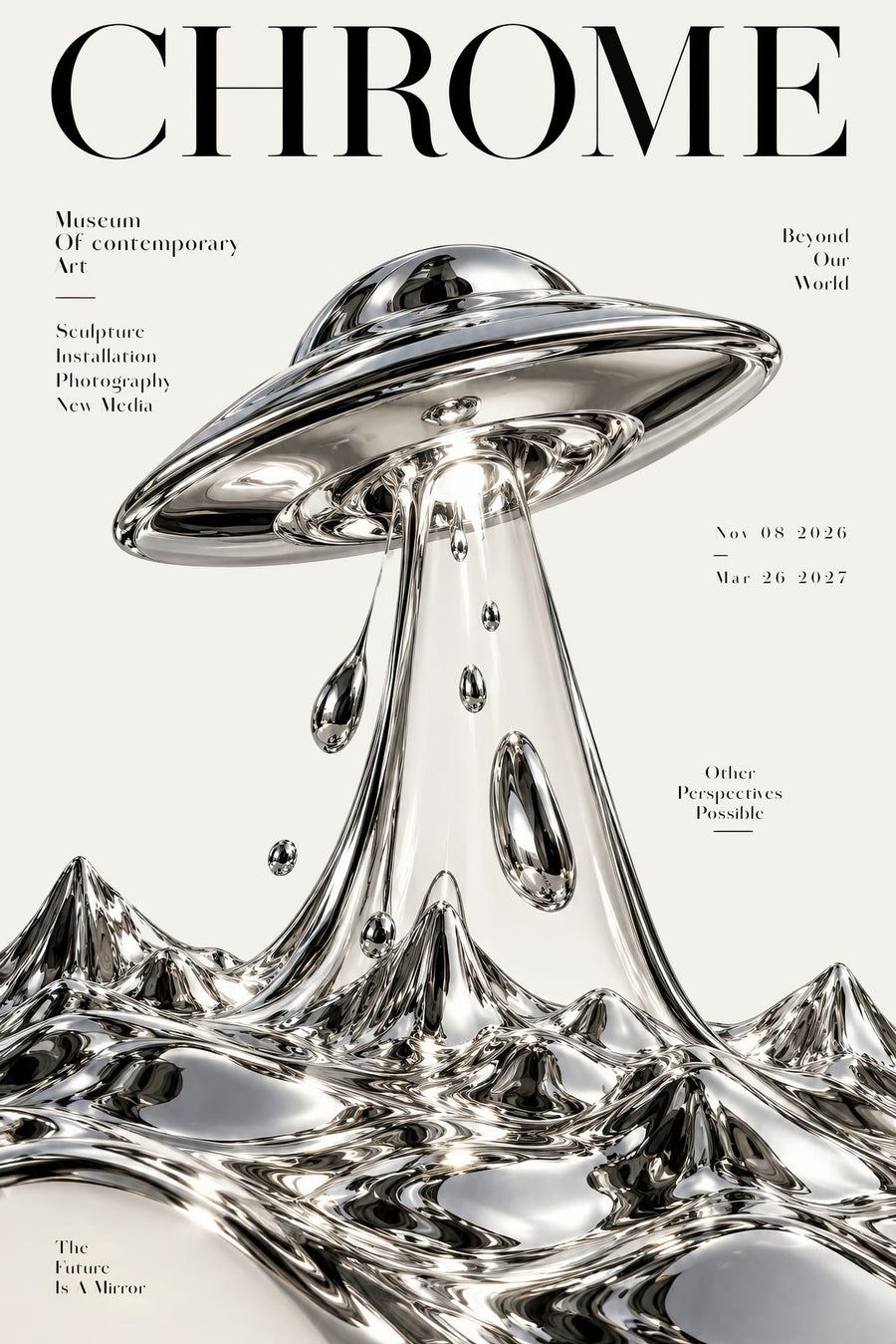 Chrome UFO Landscape By Treechild | Art & Canvas Print
