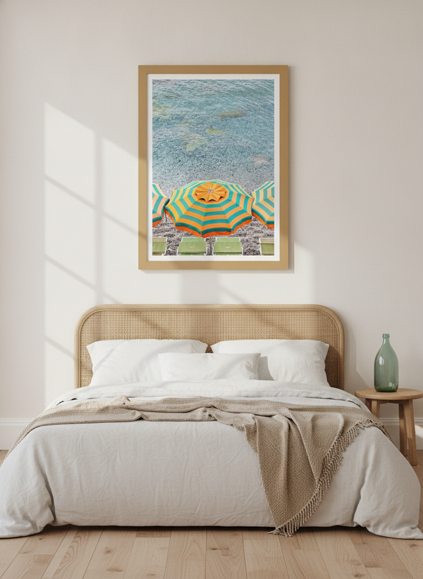 Striped Beach Umbrellas By Shot by Clint | Art & Canvas Print