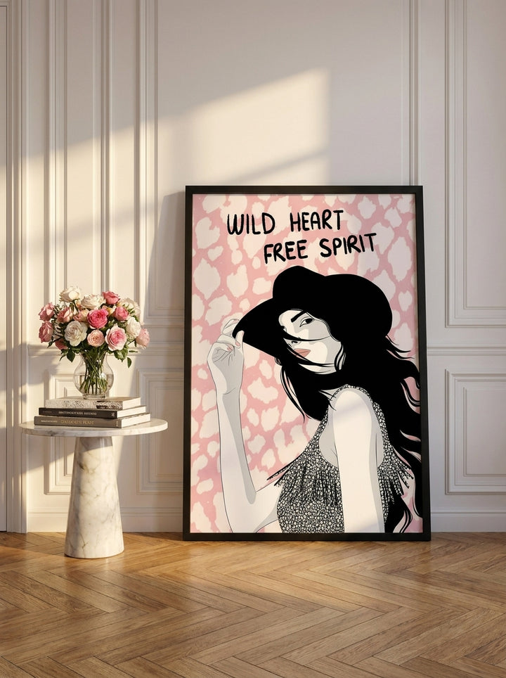 Oversized statement modern wall art print leaning against the wall in a Parisian home office
