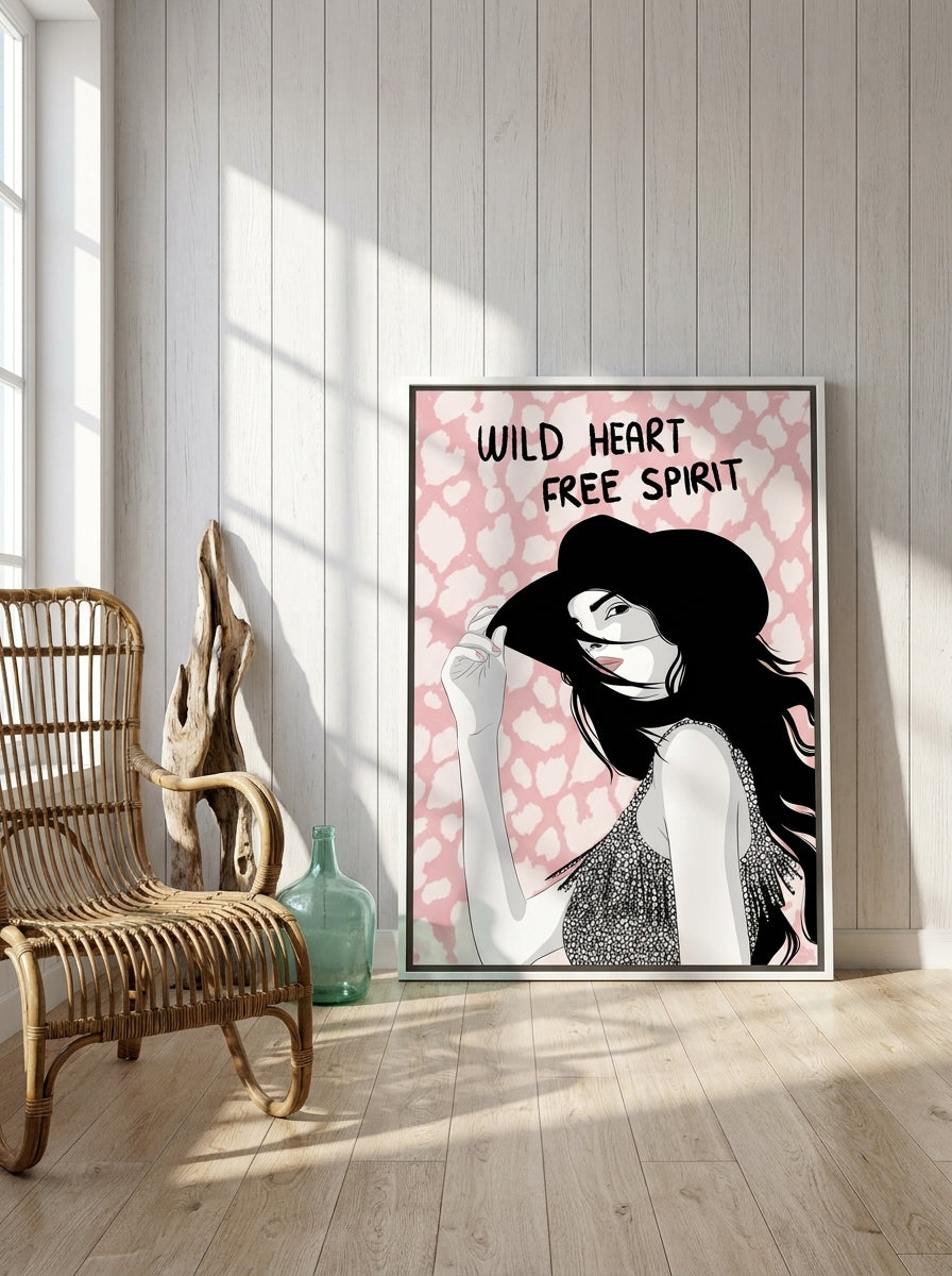 Canvas wall art with a white surround leaning against the wall in a coastal home office