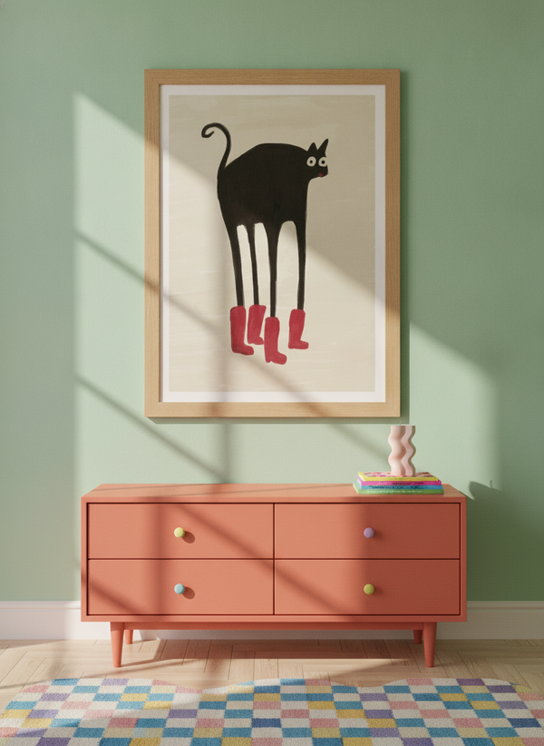 Funny Black Cat Boots By The Art Concept | Art & Canvas Print