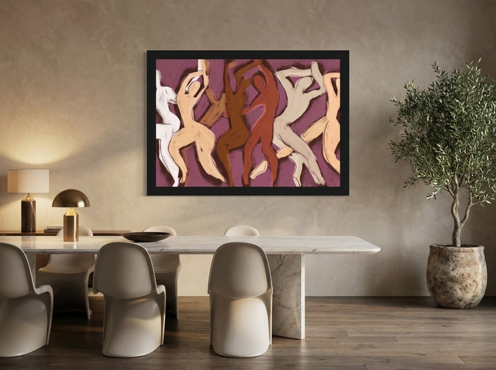 Modern wall art print styled on the wall in a luxe dining room