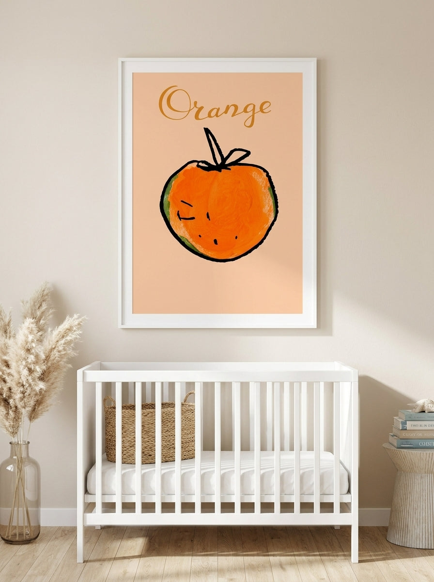 Modern wall art print styled on the wall in a coastal nursery