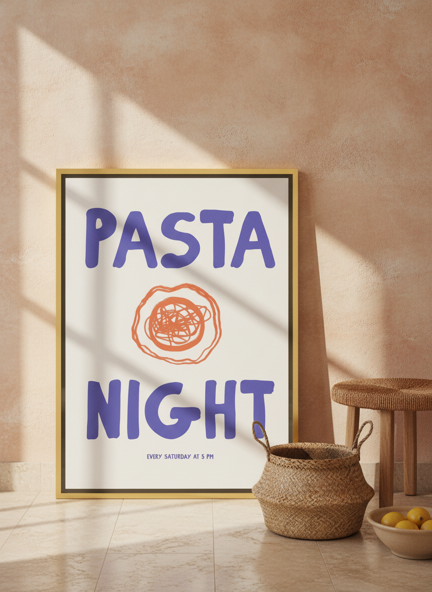 Canvas wall art with a gold leaf surround leaning against the wall in a Mediterranean living room