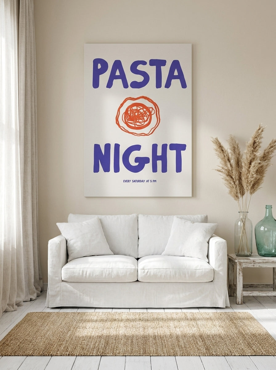 Stretched canvas wall art styled on the wall in a coastal living room