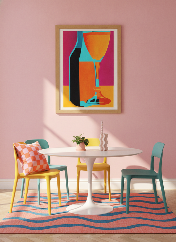 Vibrant Wine Glass Bottle By Bo Anderson | Art & Canvas Print