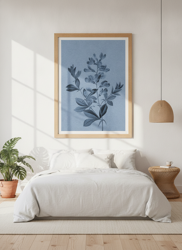 Elegant Blue Botanical By Wild Violets | Art & Canvas Print