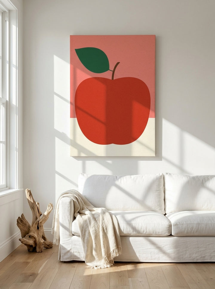 Stretched canvas wall art styled on the wall in a coastal living room