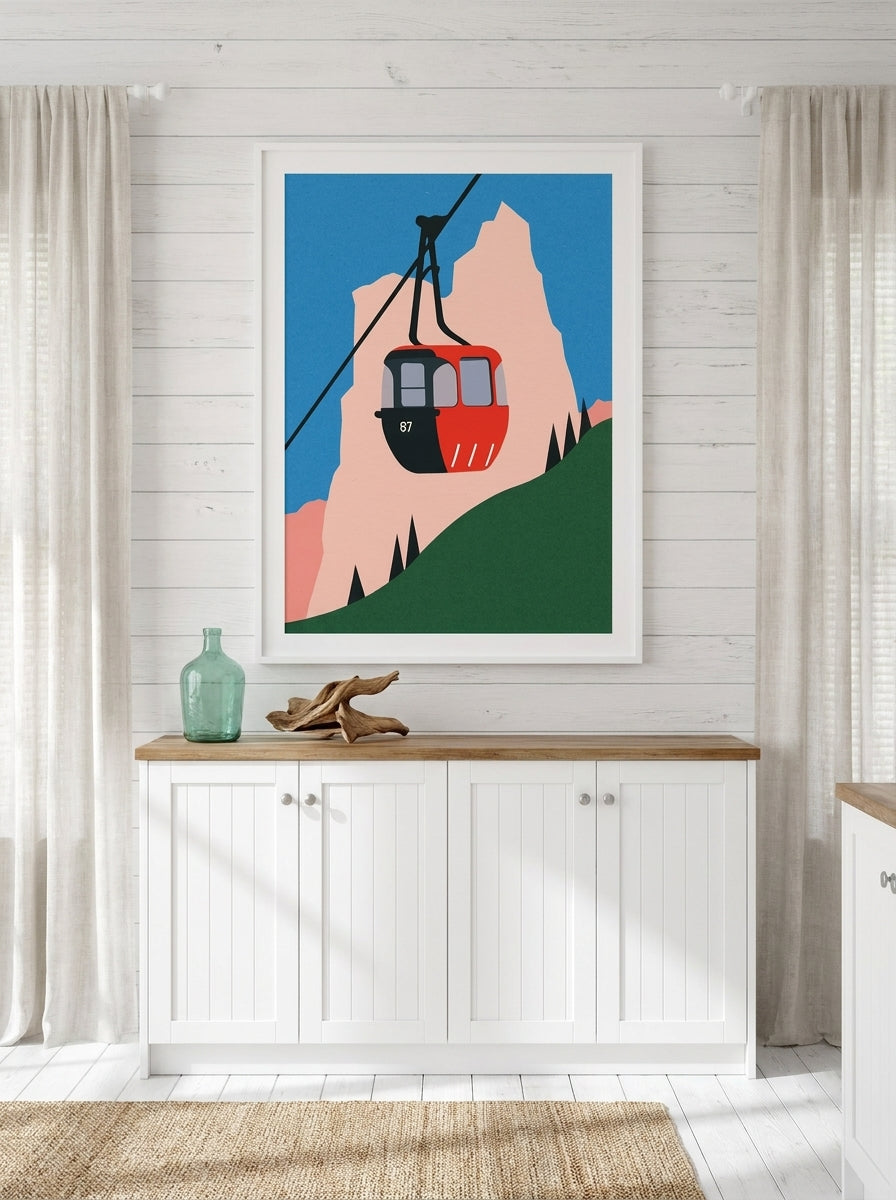 Modern wall art print styled on the wall in a coastal kitchen