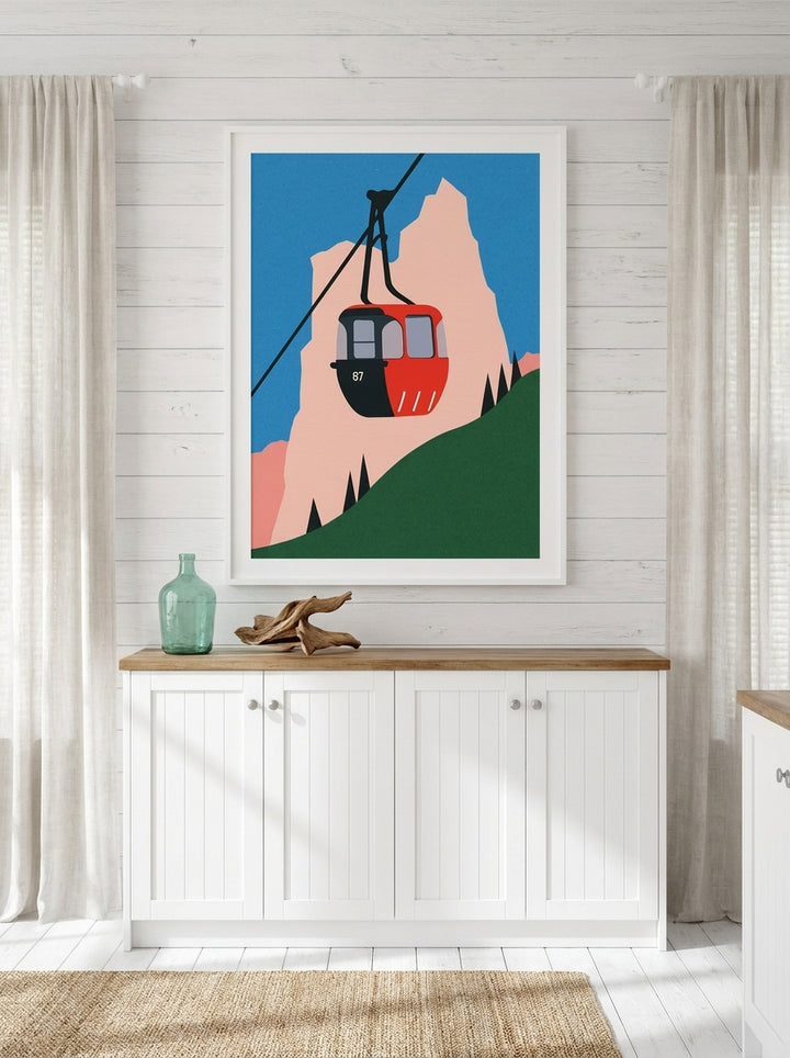 Modern wall art print styled on the wall in a coastal kitchen