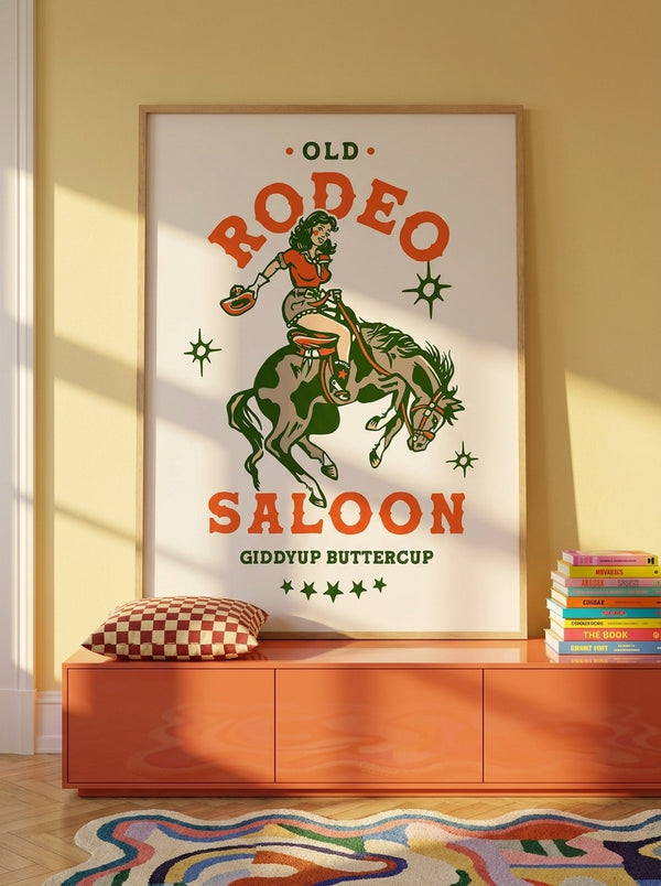 Old Rodeo Saloon Cowgirl: Giddyup Buttercup By The Whiskey Ginger | Art & Canvas Print