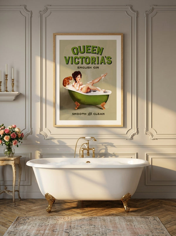 Queen Victoria English Gin Bath Pinup Girl By The Whiskey Ginger | Art & Canvas Print