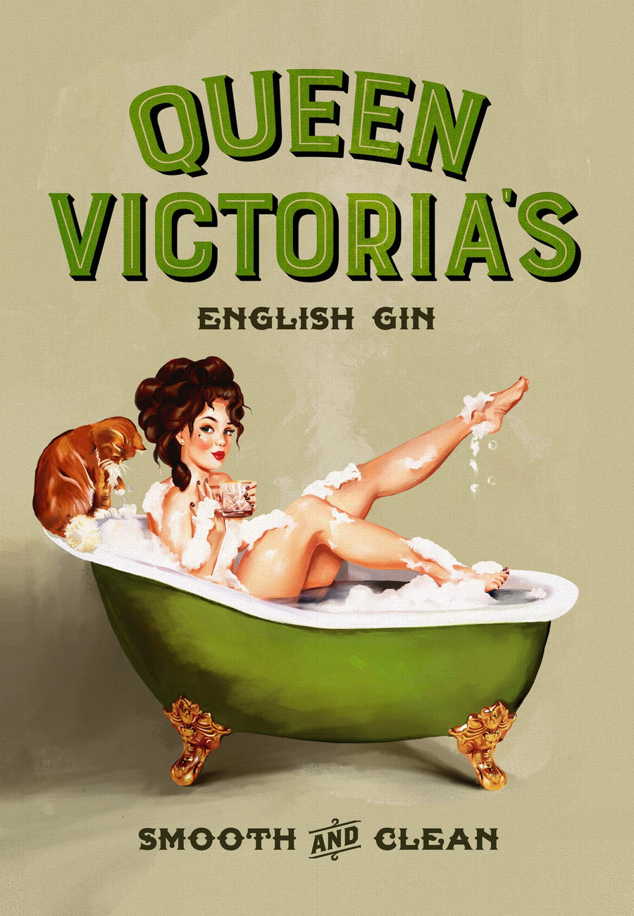 Queen Victoria English Gin Bath Pinup Girl By The Whiskey Ginger | Art & Canvas Print